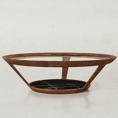 Table basse contemporaine - WING - Spalli - en verre / avec piètement en noyer / avec piètement en frêne