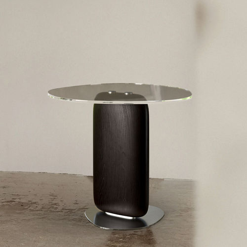 Table d'appoint contemporaine - INK - Spalli - en verre / avec piètement en acier inoxydable / avec piètement en noyer