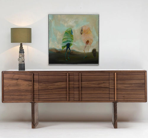 Buffet contemporain - COMPACT - Spalli - en bois massif / en contreplaqué / en verre