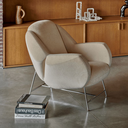Fauteuil contemporain - Anton - Leolux Global bv - en tissu / en cuir / en métal chromé