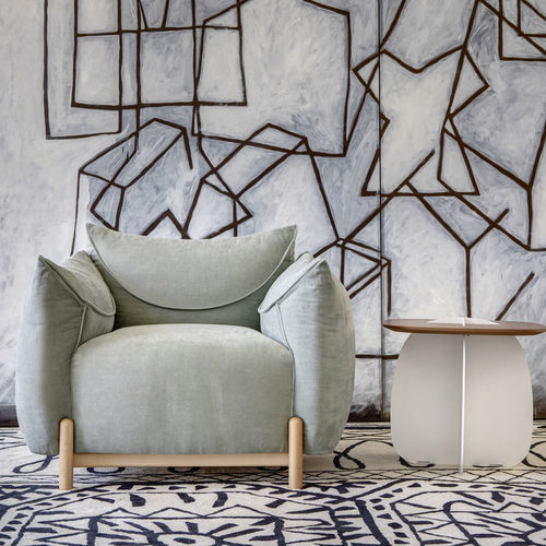 Fauteuil contemporain - Bros - Lagranja Collection - en tissu / en cuir / en hêtre