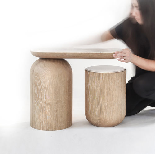 Table d'appoint contemporaine - ONE PIECE - Rivethel Guild srl - en chêne / en noyer américain / en pierre naturelle