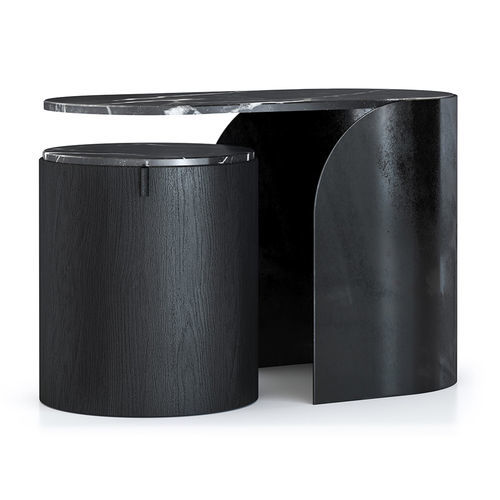 Table d'appoint contemporaine - STADIO  - Rivethel Guild srl - en noyer américain / en pierre naturelle / avec piètement en acier