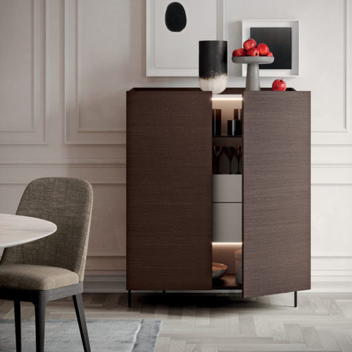 Vaisselier contemporain - VIKI - Kico srl - en verre / en chêne / en bois laqué