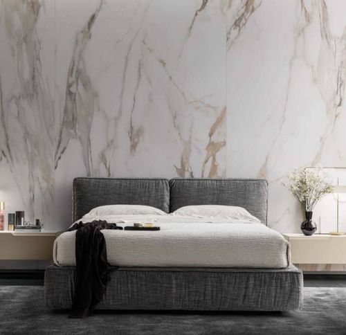 Lit double - LOVE - Kico srl - contemporain / tapissé / avec tête de lit tapissée