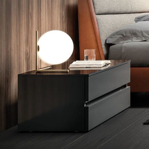 Table de chevet contemporaine - RIO - Kico srl - en mélaminé / avec piètement en chêne / avec piètement en bois laqué