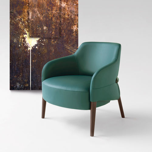 Fauteuil contemporain - TRENCH  - Piaval srl - en cuir / en frêne / écolabel FSC