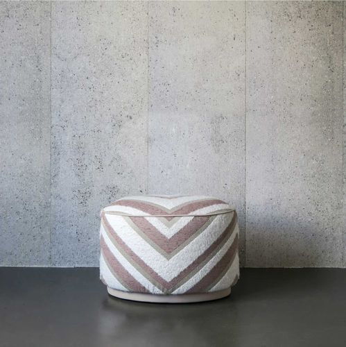 Pouf contemporain - Henry - Evolution 21 - Karine Bonjean bv - en tissu / en bois / en PES