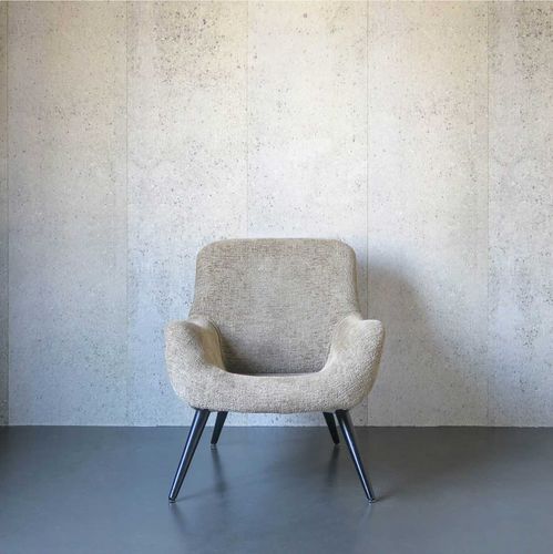 Fauteuil contemporain - Flynn - Evolution 21 - Karine Bonjean bv - en velours / en bois / taupe