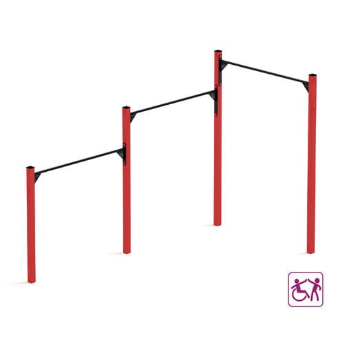 Barre de traction triple - CHIN  - mobipark - en acier galvanisé / d'extérieur / pour parcours de santé