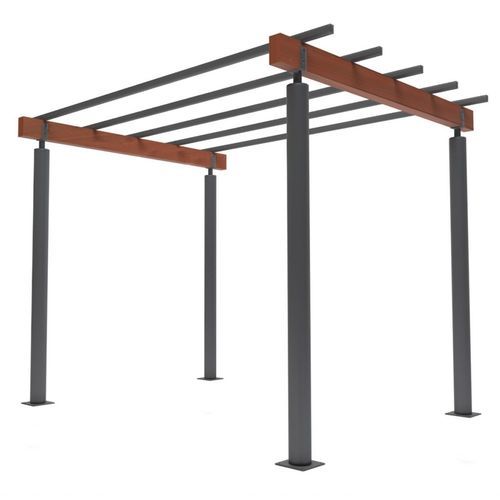 Pergola autoportée - POLIFILO - mobipark - en placage de bois / en acier / couverture en bois