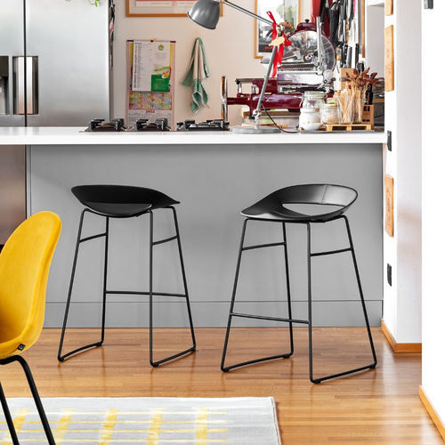 Tabouret de bar contemporain - COSMOPOLITAN - Connubia - en polypropylène / avec piètement en métal / avec piètement en hêtre