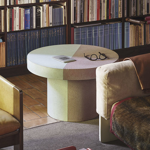 Table d'appoint contemporaine - FRARI - CIMENTO - en béton / avec piètement en béton / ronde