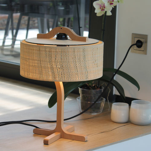 Lampe de table - SECRETER  - Aclara Lighting - en tissu / en hêtre / en contreplaqué