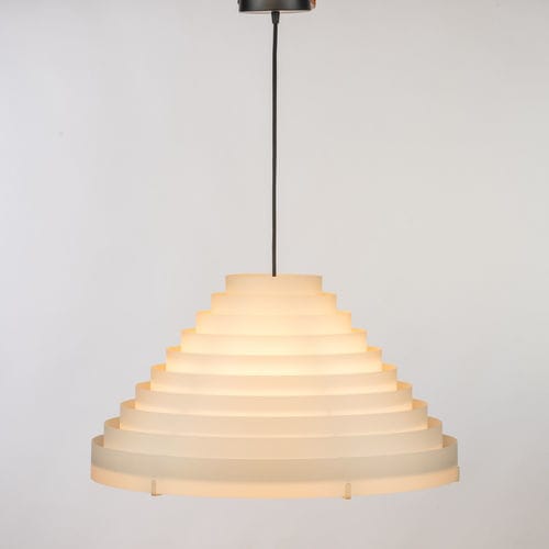 Suspension - SUNSET - Aclara Lighting - en métal / en tissu / en chêne