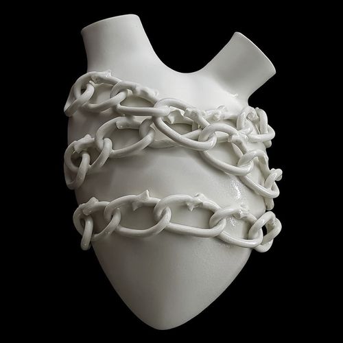 Vase contemporain - CHAINS - ELICA STUDIO - en porcelaine / pour mur / fait main