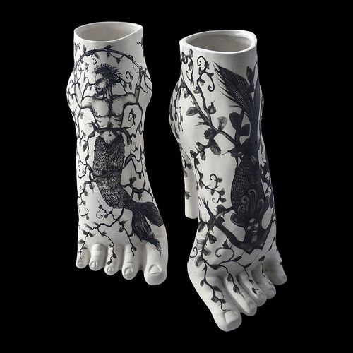 Vase contemporain - MERMAIDS - ELICA STUDIO - en porcelaine / fait main / Fabriqué en Italie