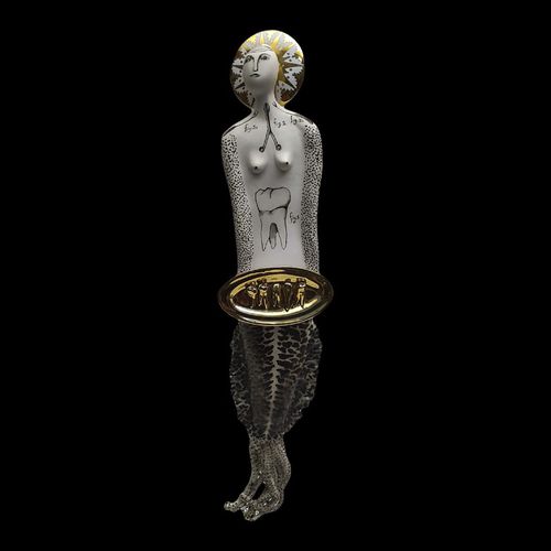 Sculpture en porcelaine - SYS 22 TEETH - ELICA STUDIO - en porcelaine dorée / fait main / Fabriquée en Italie