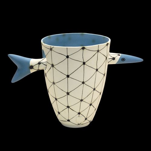 Vase contemporain - AZZURRO 20 - ELICA STUDIO - en porcelaine / fait main / Fabriqué en Italie