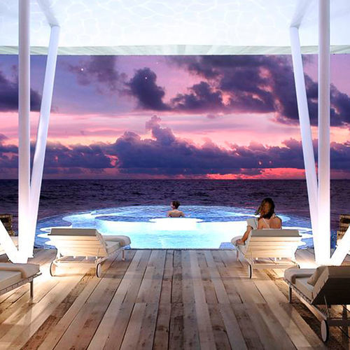 Piscine à débordement - SPA4 - courbe / d'extérieur / d'intérieur