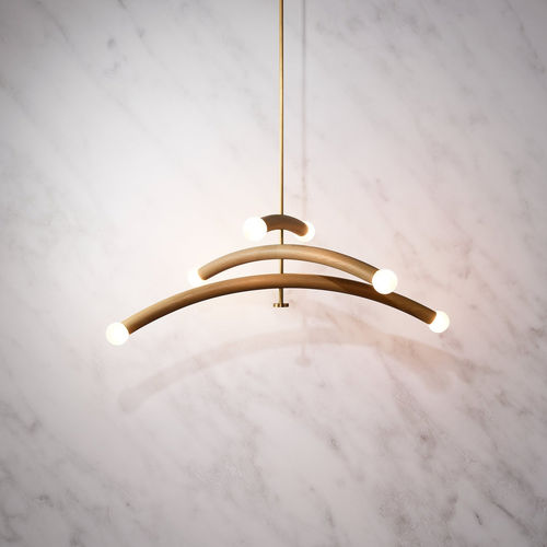 Lampe suspendue - HILL - Hachi Collections - en laiton / en chêne / contemporaine