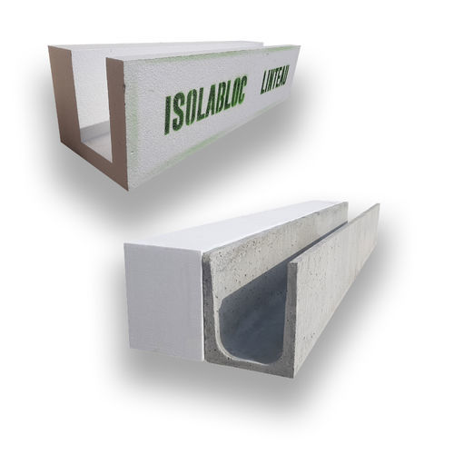 Linteau en PSE - GIE ISOLABLOC - en béton de résine / isolant / en forme de U