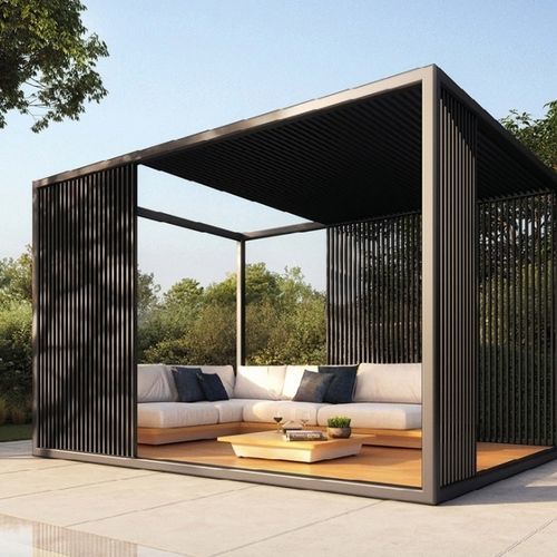 Pergola autoportée - Box unit - Sundaze Outdoor - en bois / en aluminium / à lames brise soleil