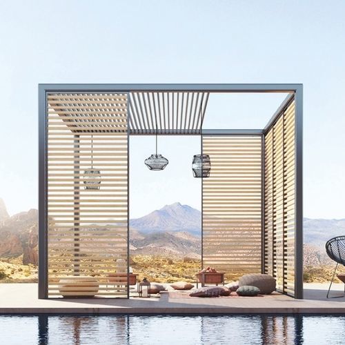 Pergola autoportée - Bay unit - Sundaze Outdoor - en bois / en aluminium / à lames brise soleil