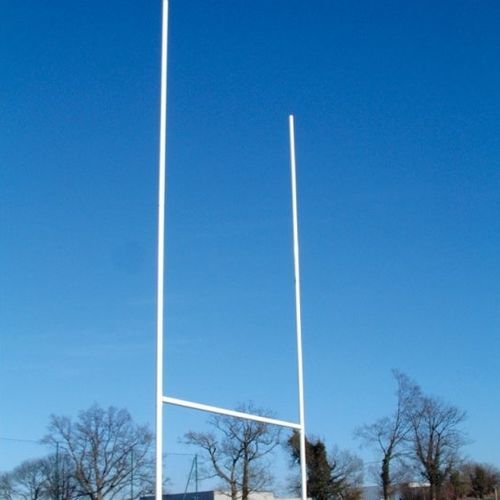 Poteau de rugby à sceller - Metalu Plast - en acier galvanisé / blanc / plastifié