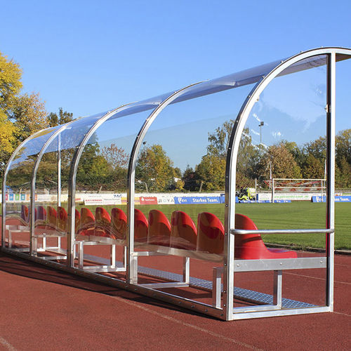 Abri de touche pour 12 personnes - CHAMPION - helogoal - pour 14 personnes / en polycarbonate / en aluminium