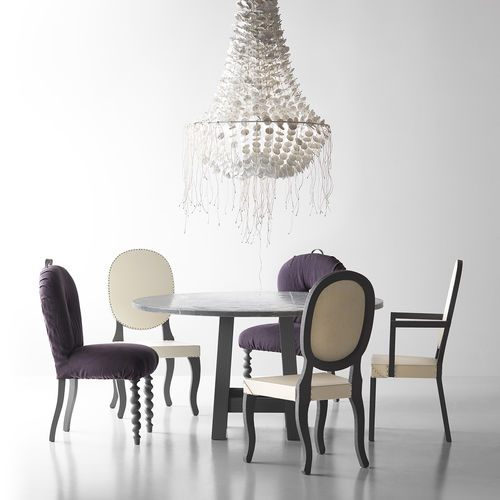 Table contemporaine - CANOVA - LANDO - en chêne / en zinc / avec piètement en bois massif