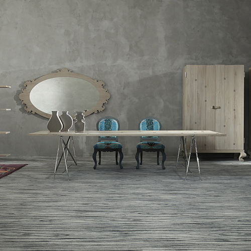 Table contemporaine - HAUTE COUTURE - LANDO - en bois massif / avec piètement en métal chromé / rectangulaire