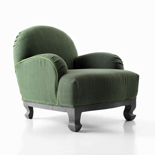 Fauteuil classique - CURVY - LANDO - en tissu / en chêne / avec revêtement amovible
