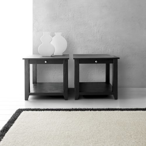 Table de chevet contemporaine - L500 - LANDO - en bois massif / avec piètement en bois / carrée