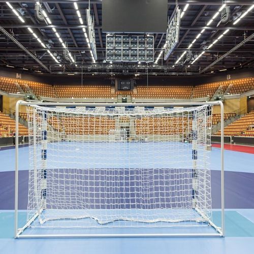 But de handball en aluminium - 13 000 - SPORT TRANSFER Sp. z o.o. - fixe / blanc/bleu / thermo-laqué