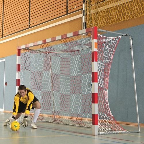Filet de handball en polypropylène - 108 - SPORT TRANSFER Sp. z o.o. - blanc/vert / trapézoïdal / à maille hexagonale