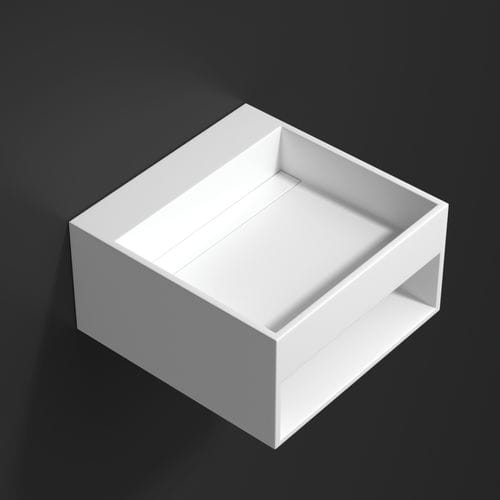 Vasque suspendue - 700310 - NEILUR - en Solid Surface / avec étagère intégrée / carrée