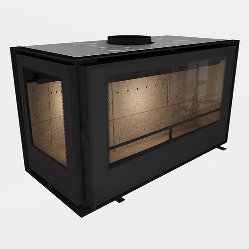 Cheminée à bois - Design 90-55 L/R - REGALFIRE S.A - d'angle / à foyer fermé / en verre