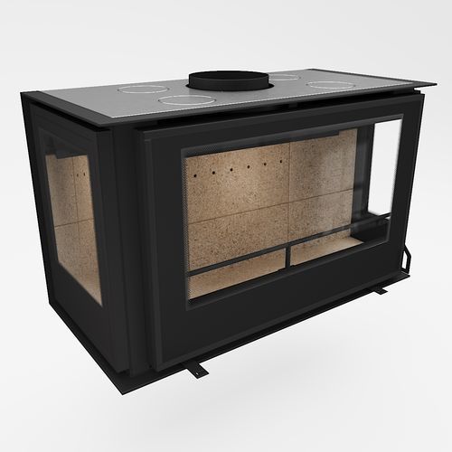 Cheminée à bois - Design 80-55 Pi - REGALFIRE S.A - à 3 faces / à foyer fermé / en verre