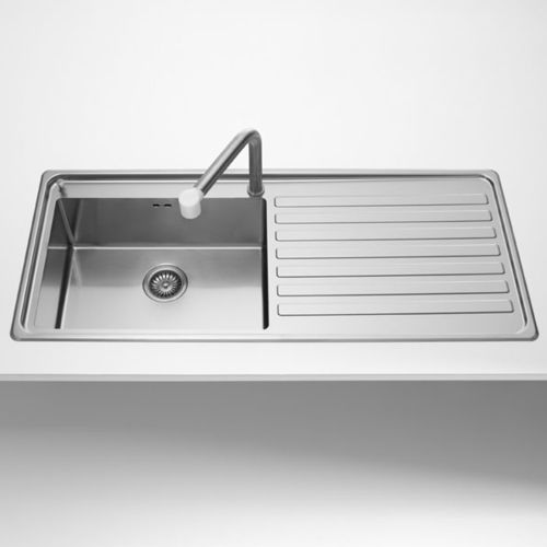 Évier 1 bac - radius 12 LFPS 587 series - ALPES-INOX - avec égouttoir / en acier inoxydable / encastrable