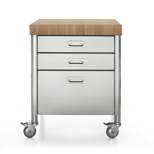 Chariot de service - 70C-CARRELLO-3 - ALPES-INOX - en bois massif / en bois huilé / en acier inoxydable