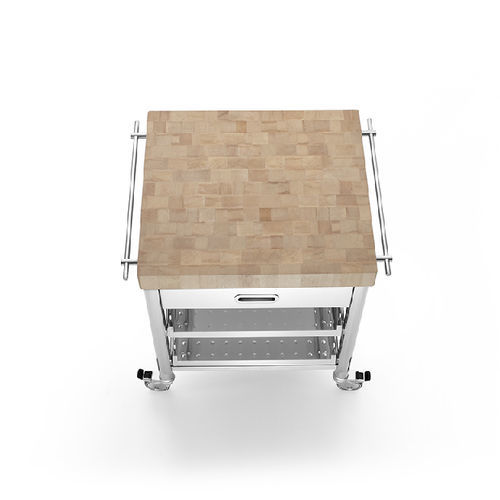 Chariot de service - 70C-CARRELLO-1 - ALPES-INOX - en bois massif / en bois huilé / en acier inoxydable