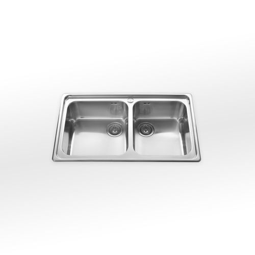 Évier 2 bacs - Basic - ALPES-INOX - sans égouttoir / avec égouttoir / en inox