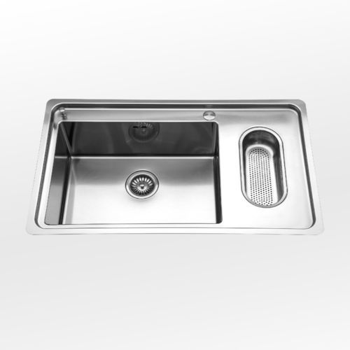 Évier 2 bacs - radius 12 LFRS 587/1V1B - ALPES-INOX - sans égouttoir / en acier inoxydable / monobloc