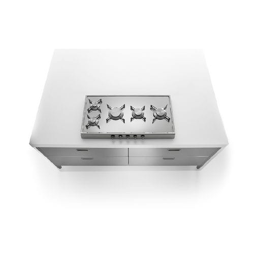 Îlot de cuisine en acier inoxydable - IC190-C90+C90/1 - ALPES-INOX - en Corian® / équipé / à gaz