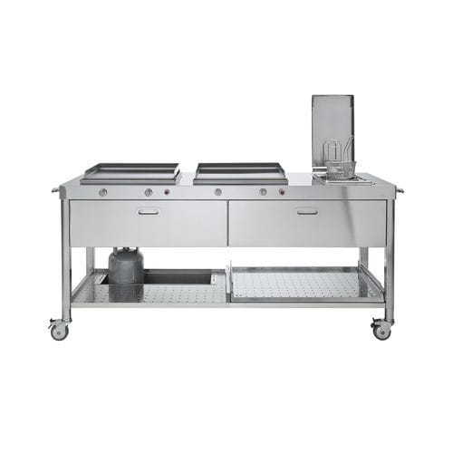 Cuisine d'extérieur - OUT190-C90+C90/1 - ALPES-INOX - contemporaine / en inox / avec îlot
