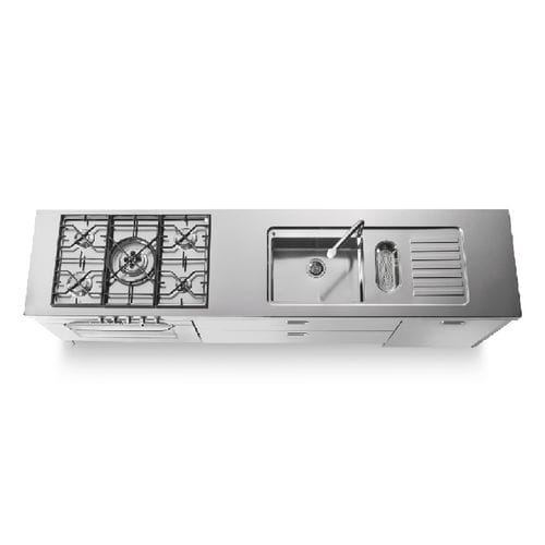 Cuisine en inox - LC280-F90+C120+L60/1 - ALPES-INOX - contemporaine / avec îlot / avec poignée intégrée