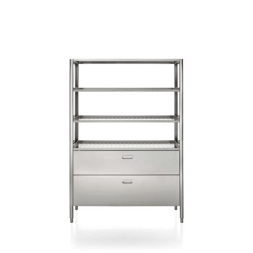 Étagère contemporaine - 128/185 DISPENSA/3 - ALPES-INOX - en acier inoxydable / pour cuisine / avec tiroir