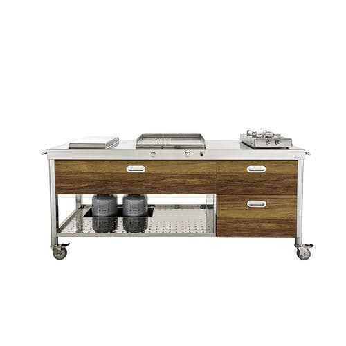 Cuisine d'extérieur - OUT190-C120+C60/1 - ALPES-INOX - contemporaine / en teck / en inox