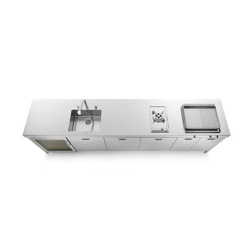 Cuisine d'extérieur - OUT330/1 - ALPES-INOX - contemporaine / en inox / avec îlot